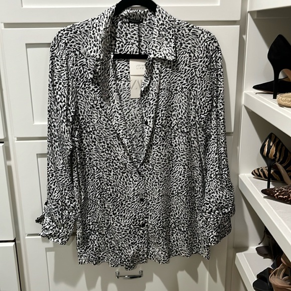 Zara Black Leopard Button Up Shirt - Picture 1 of 5